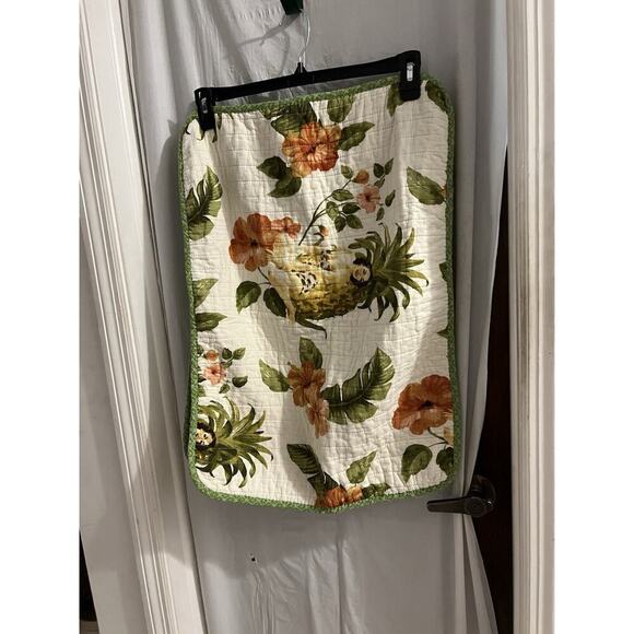 Tommy Bahama Standard Tropical Print Green Orange Pillow Shams Set/2 - Picture 1 of 7